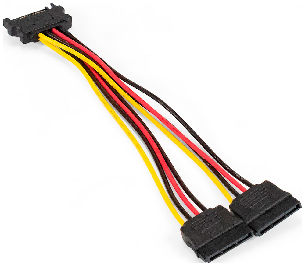 Изображение товара Кабель питания SATA ExeGate EX-CC-SATAM2F, 15pin M/2x15pinF (EX294794RUS)