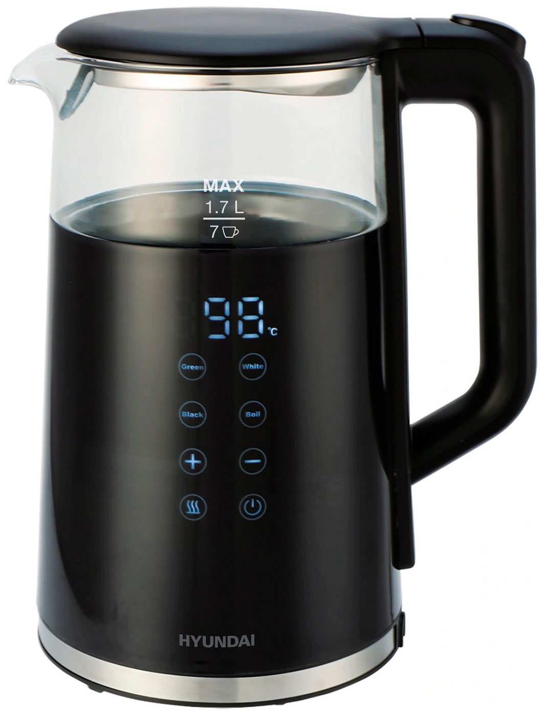 Изображение товара Чайник электрический Hyundai HYK-G5403 (1.7л., 2200Вт, черное стекло)