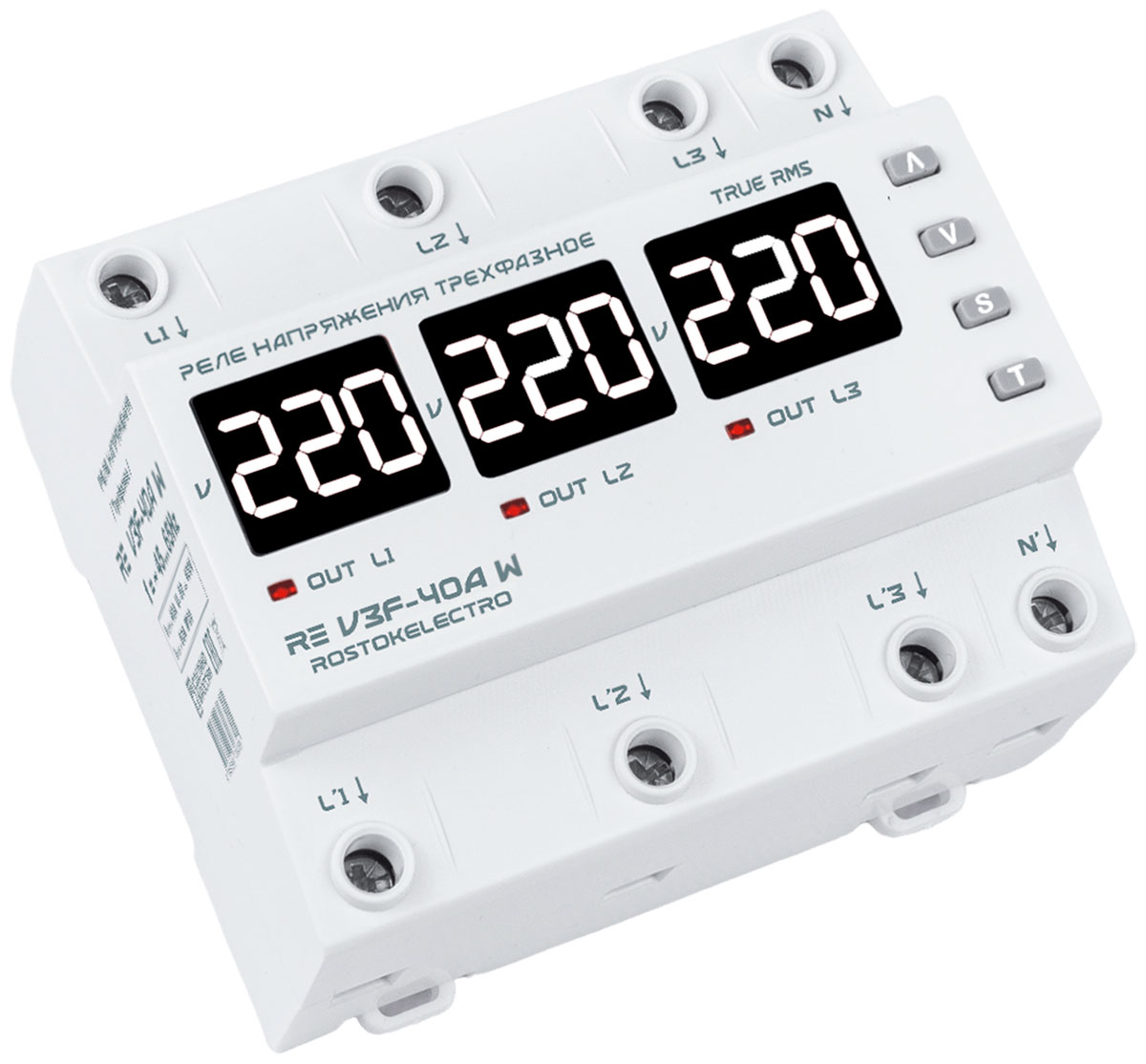 Изображение товара Реле напряжения RE V3F-40A W для защиты трехфазного оборудования