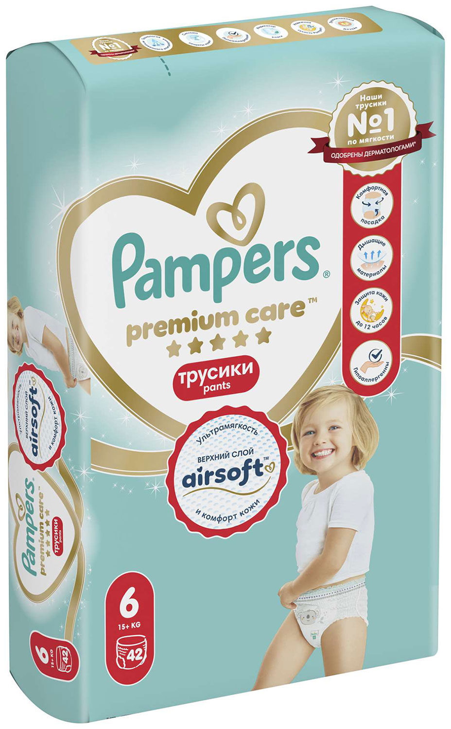 Изображение товара Трусики-подгузники Pampers Premium Care Pants, для мальчиков и девочек, ExtraLarge 15+кг, Джамбо, Упаковка 42 шт