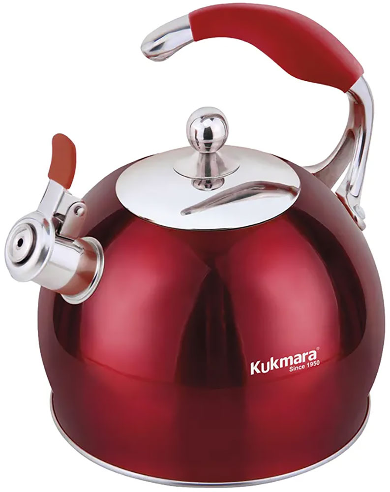 Чайник из нержавеющей стали со свистком Kukmara 3 л Red Ч-01 3921₽