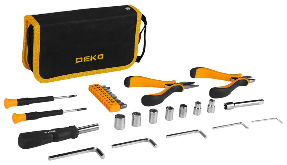 цена Набор инструментов для дома Deko DKMT29 (29 предметов) черно-желтый