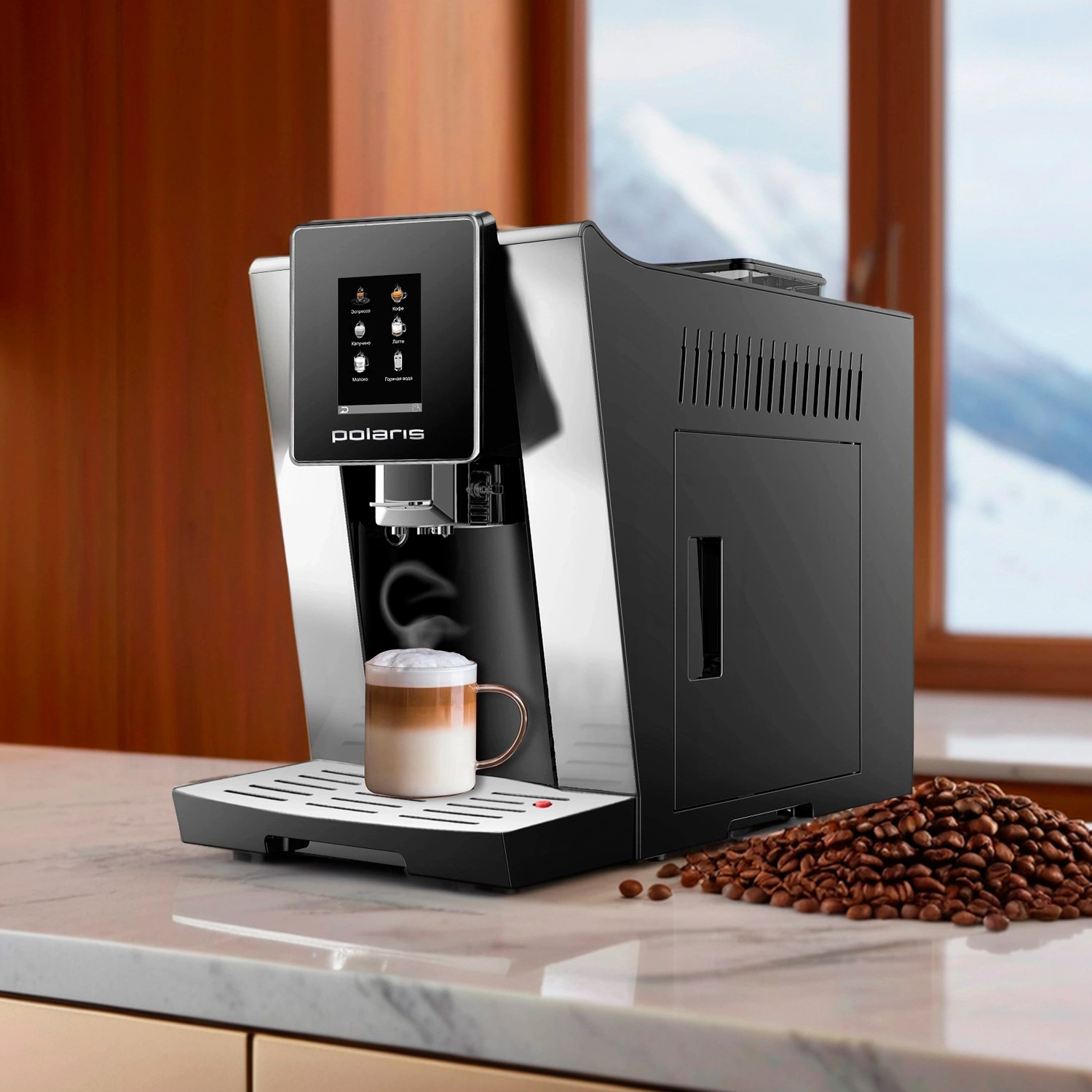 Изображение товара Кофемашина автоматическая Polaris PACM 2060AC, черный/серебристый
