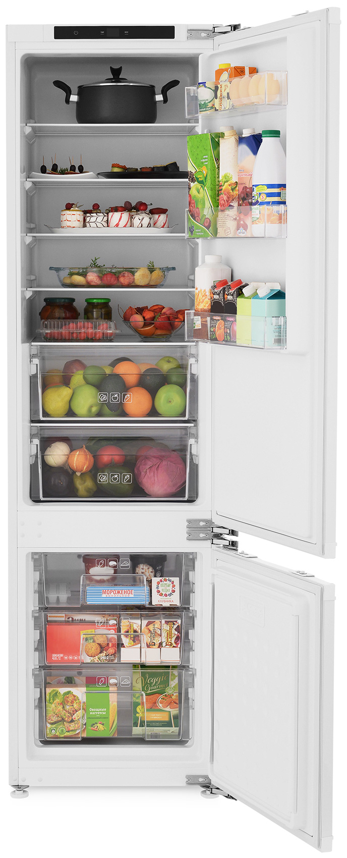 Встраиваемый двухкамерный холодильник ZUGEL ZRI2001NF цена и фото