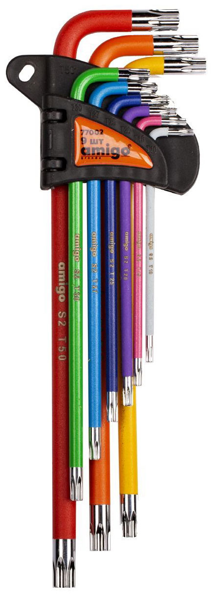 Изображение товара Набор шестигранных ключей Amigo TORX 9 шт 77002
