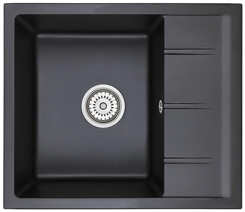 Изображение товара Кухонная мойка Emar EMQ-1580.Q Оникс кварцевая, оборачиваемая, 580х500 мм