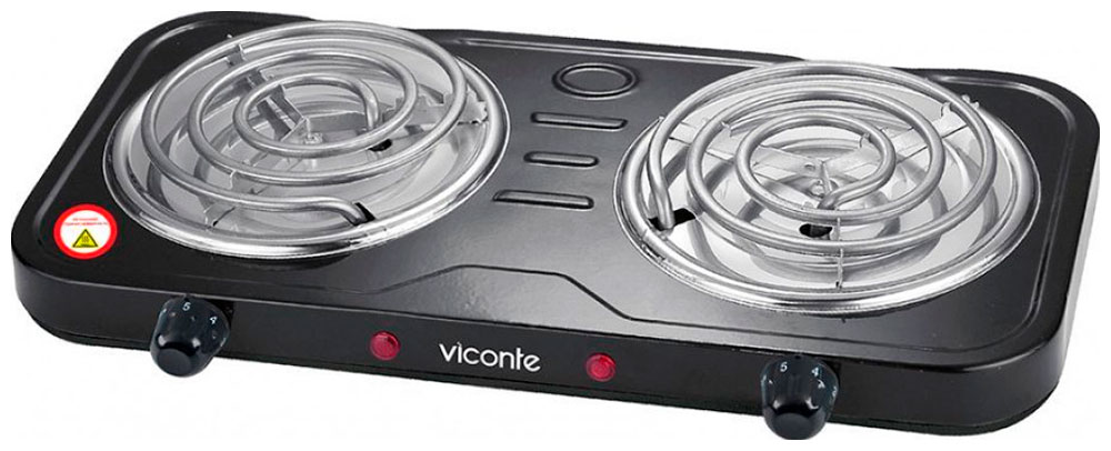Настольная плита Viconte VC-906 черная электрическая плита viconte vc 906 2 конфорки 2000 вт черный