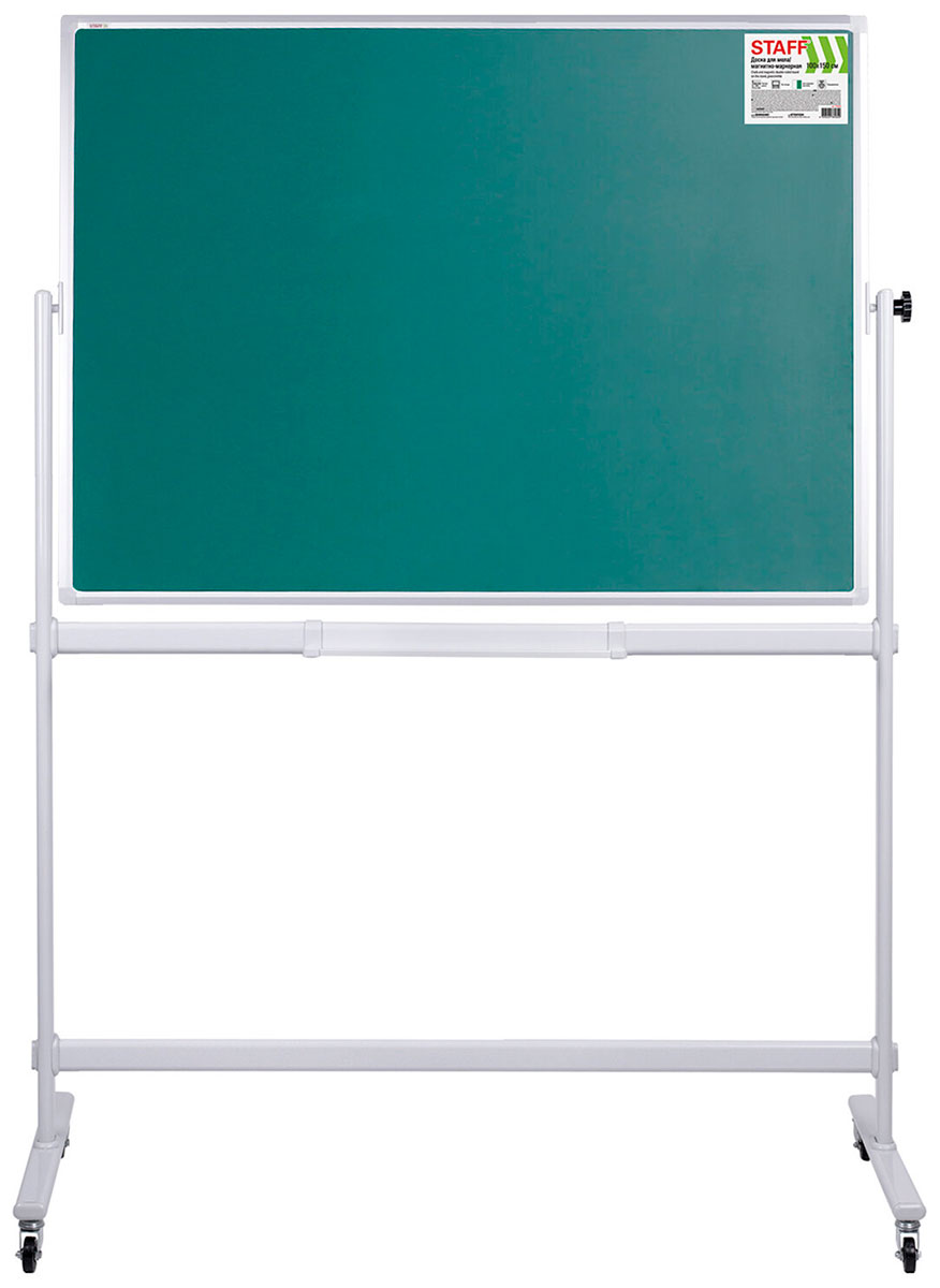 Изображение товара Доска для мела/магнитно-маркерная Staff НА СТЕНДЕ 100х150 см 2-сторонняя зеленая/белая 238006