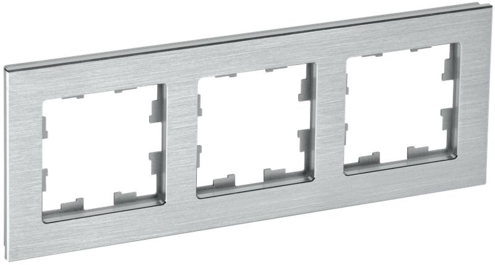 Изображение товара Рамки, декоративные элементы, основания для ЭУИ IEK Рамка 3-м BRITE РУ-3-1-БрА металл алюм.