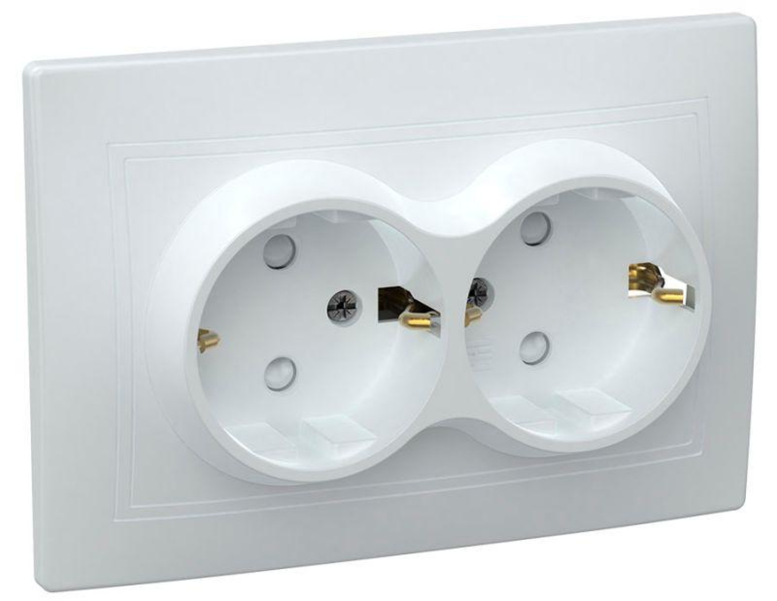 Изображение товара Розетка IEK 2-м СП Кварта с заземлительной шторкой 16А IP20 белая