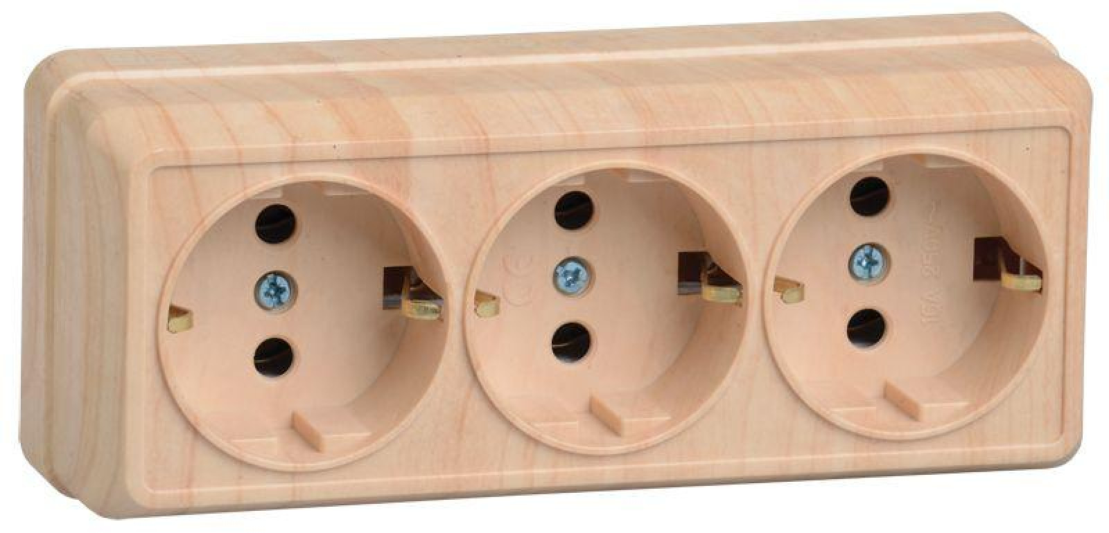 Изображение товара Розетка IEK RC23-3-ОС с 3 гнездами 16A IP20 сосна