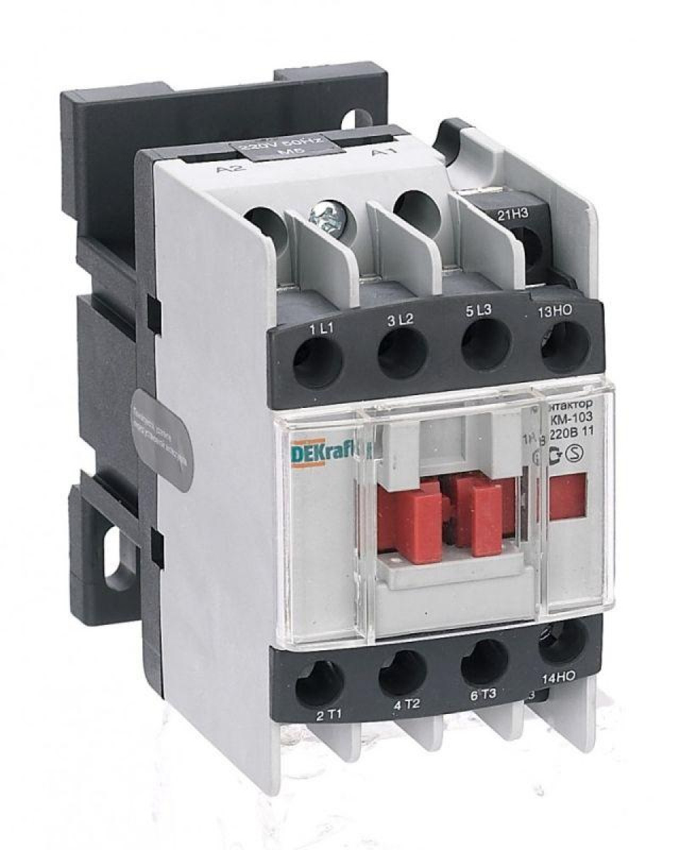 Изображение товара Низковольтное и промышленное электрооборудование DEKraft Контактор КМ-103 18А 220В AC3 1НО+1НЗ Изображение товара Низковольтное и промышленное электрооборудование DEKraft Контактор КМ-103 18А 220В AC3 1НО+1НЗ