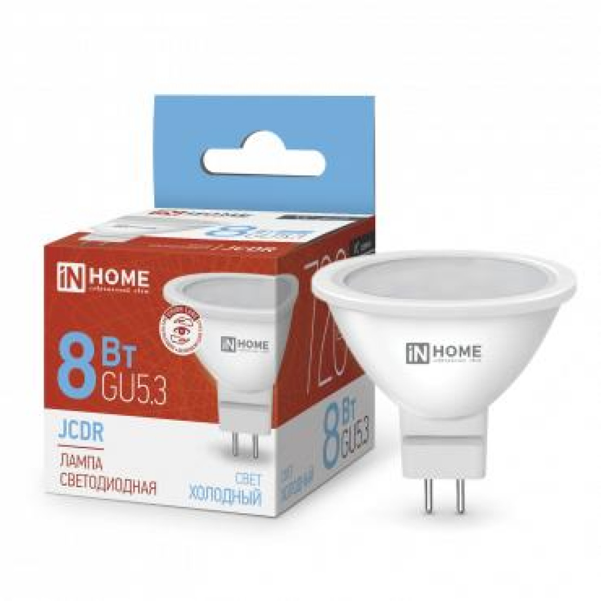 Изображение товара Лампа светодиодная In Home LED-JCDR-VC 8 Вт 230 В GU5.3 6500K