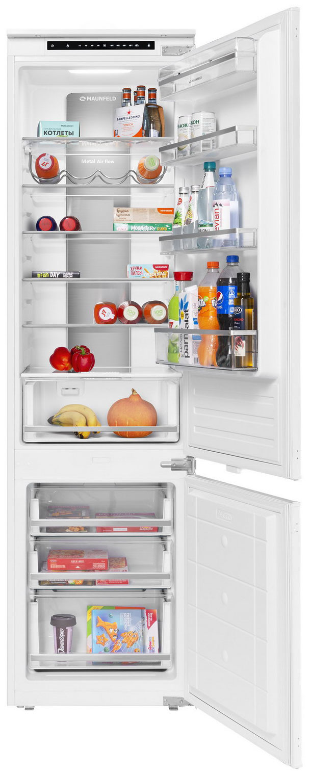 Встраиваемый двухкамерный холодильник MAUNFELD MBF193NFW холодильник maunfeld mff195nfw10 белый двухкамерный