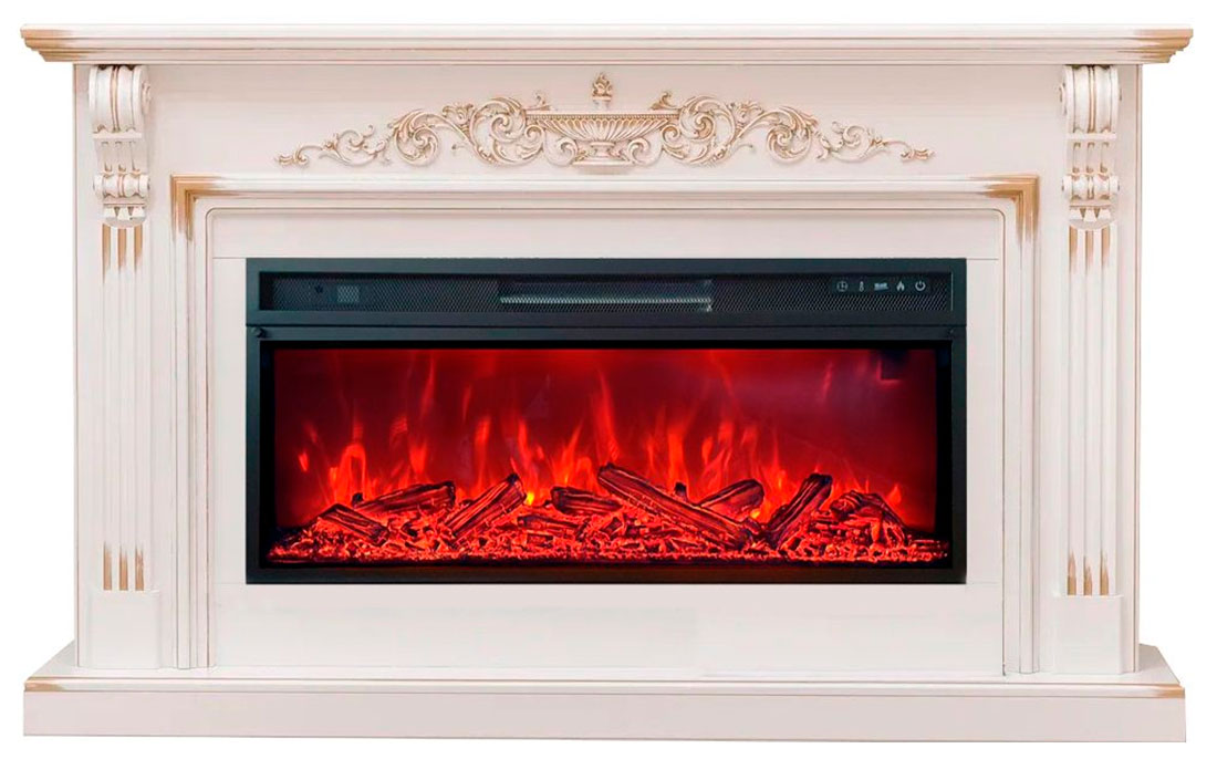 Изображение товара Каминокомплект Elekam Irida с очагом Pulsar 38 (F2038E-2), светло-бежевый/золотая патина