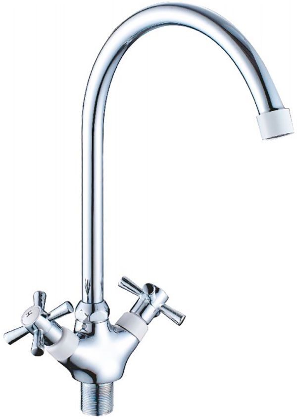 Изображение товара Кухонный смеситель Cron CN142 белый двухвентильный с поворотным изливом