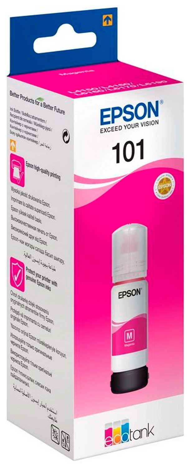 

Чернила Epson 101 T03V34 для СНПЧ L4150/ L4160/ L6160/ L6170/ L6190 пурпурные оригинальные (C13T03V34A)