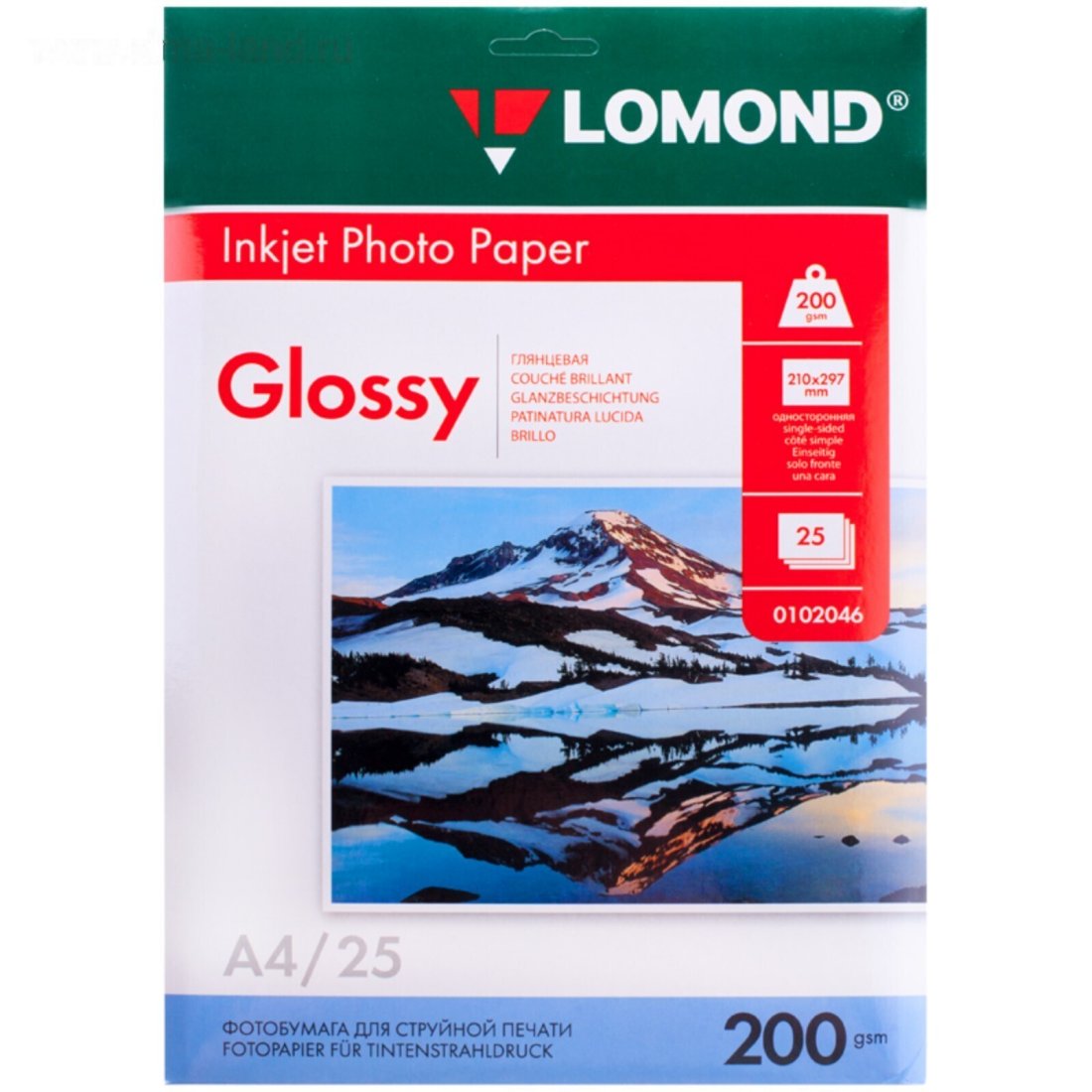 Изображение товара Фотобумага Lomond 0102046 A4/200г/м2/25л./белый глянцевое для струйной печати