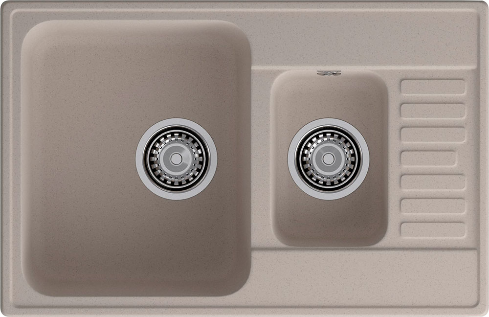 

Кухонная мойка GranFest QUARZ 21К, 15-чаши+крыло, 740x480мм, песочный (21К песочный)