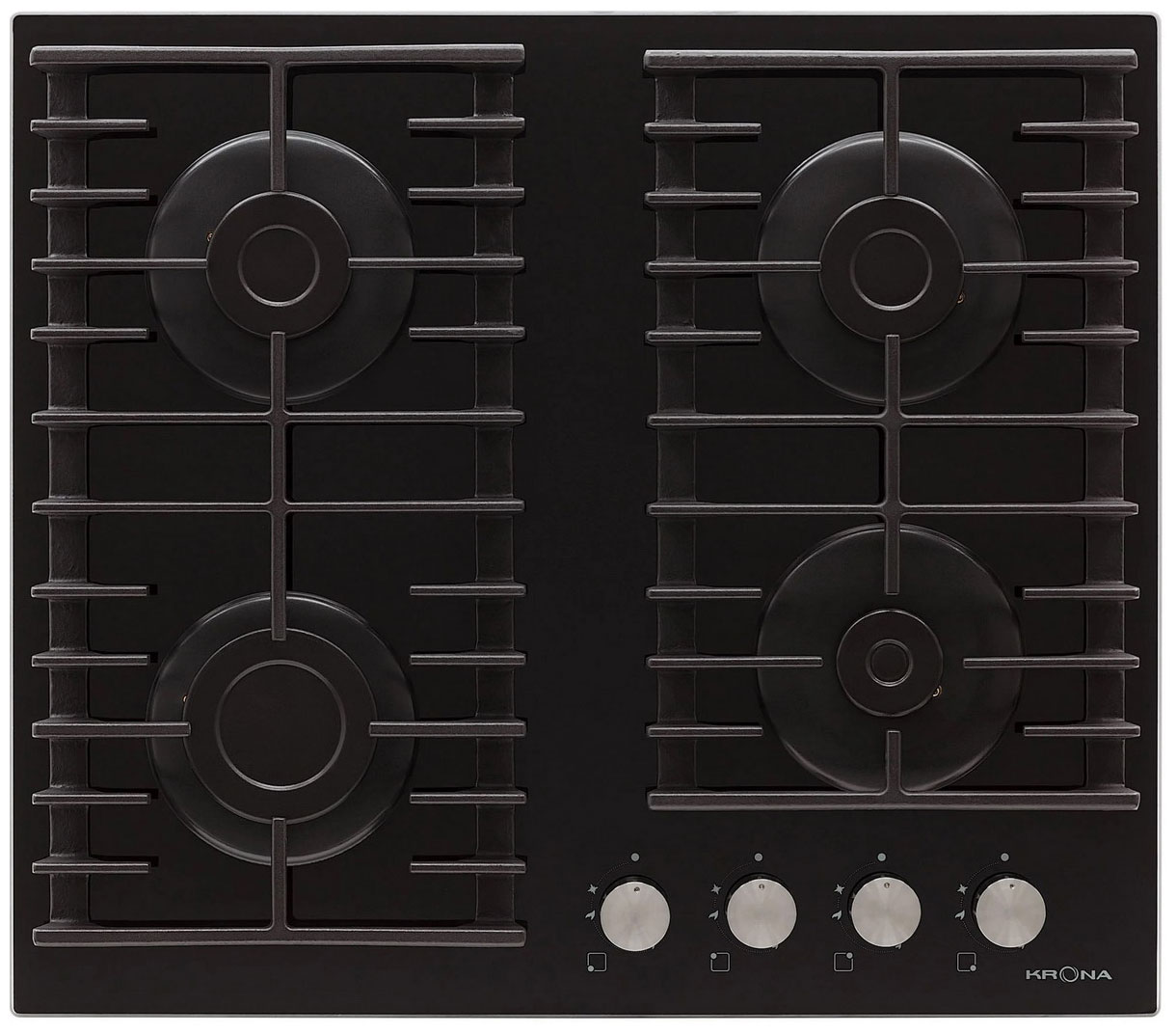 Изображение товара Газовая варочная панель Krona HAGEL 60 BL с 4 конфорками и стеклянной поверхностью