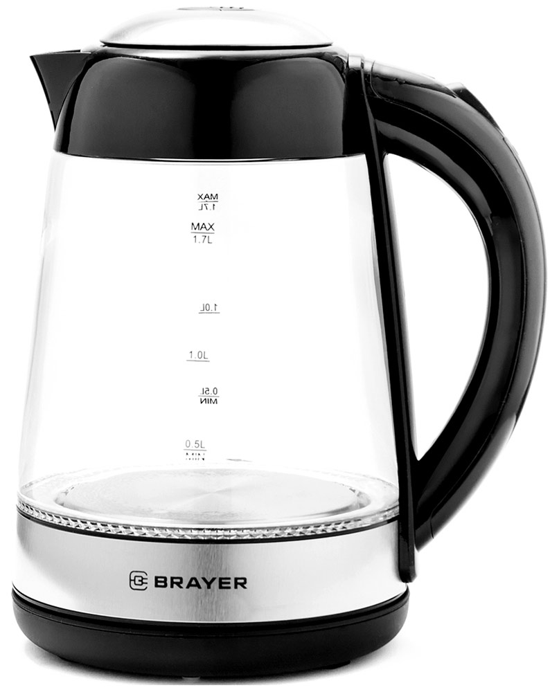 Изображение товара Электрический чайник Brayer BR1012BK 1.7 л 2200 Вт стекло металлик