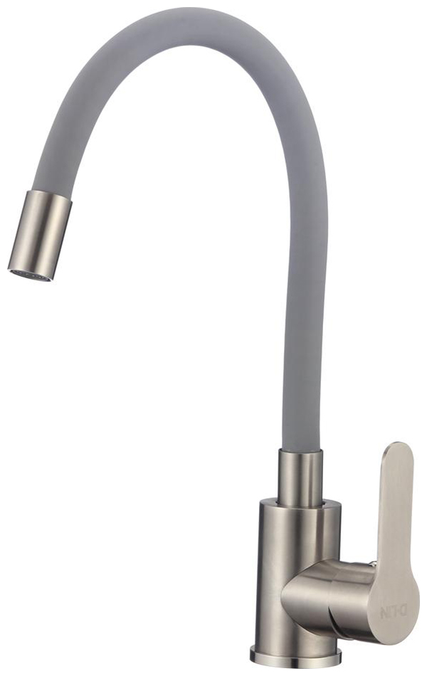 Изображение товара Смеситель для кухни с гибким изливом D-Lin сатин и серый 5 лет гарантии