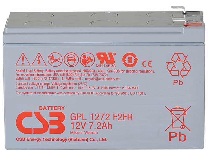 Изображение товара Аккумуляторная батарея для ИБП CSB GPL1272 F2 FR (12В, 7.2Ач)