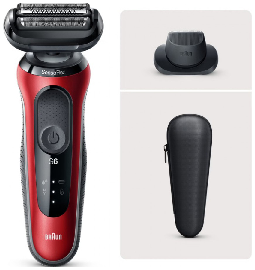 Электрическая бритва Braun S6 61-R1200s Red (5762), с триммером