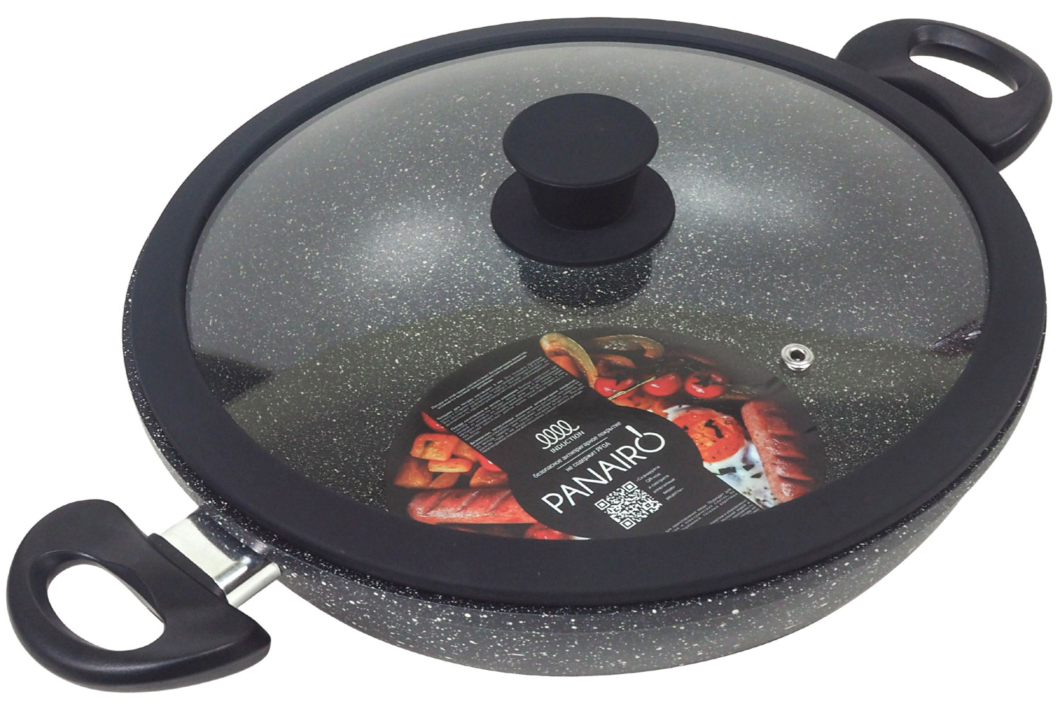 Изображение товара Вок (WOK) Panairo Expa induction, 28 см, с крышкой, индукция (Exp-WOK-28-S2-K.sil-I)