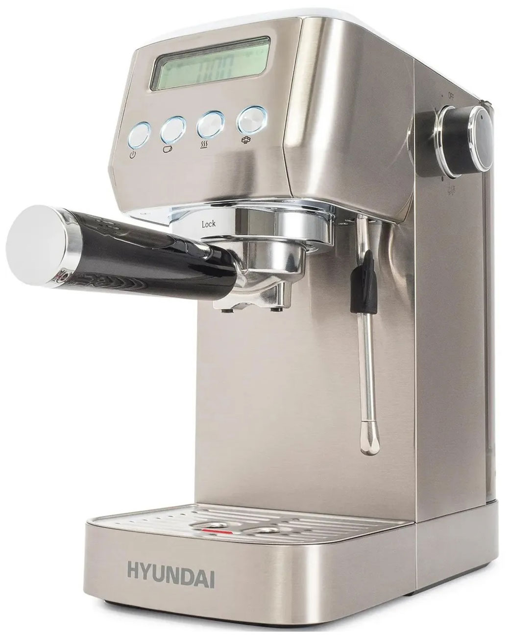Изображение товара Кофеварка рожковая Hyundai HEM-9990, 1350 Вт, серебристый
