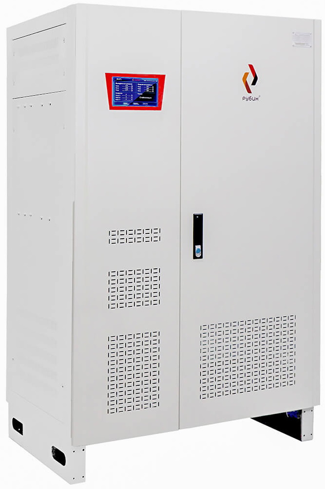 Изображение товара Стабилизатор Рубин ТСН 100 000/3 с байпасом и сенсорным дисплеем