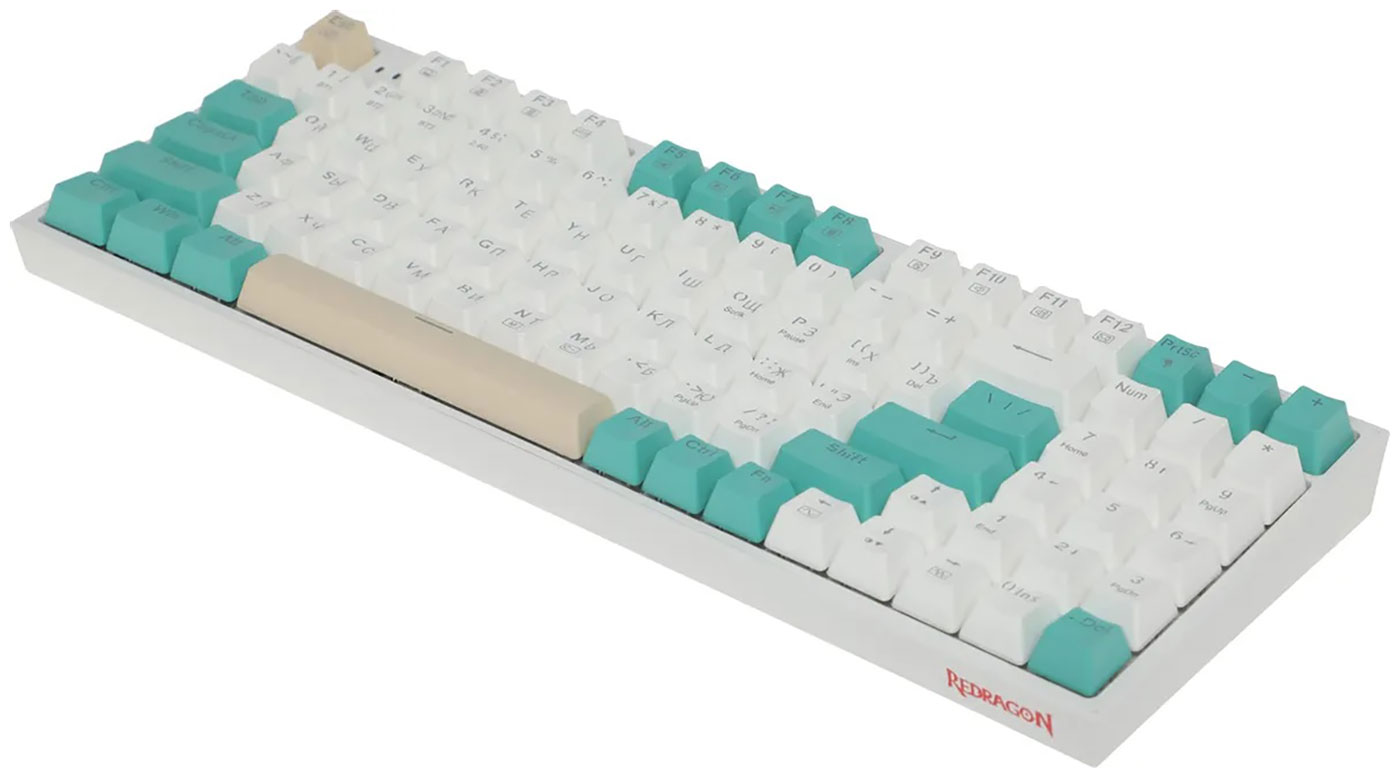 Изображение товара Беспроводная механическая клавиатура Redragon Veigar RURGB Bluetooth и радиоканал бело-голубая