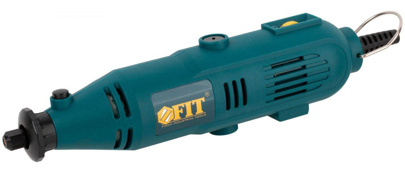 Изображение товара Гравировальная машина Fit 135 Вт, 10000-32000 об/мин, 2.4/3.2 мм, БС щеток, набор насадок, коробка (80591)