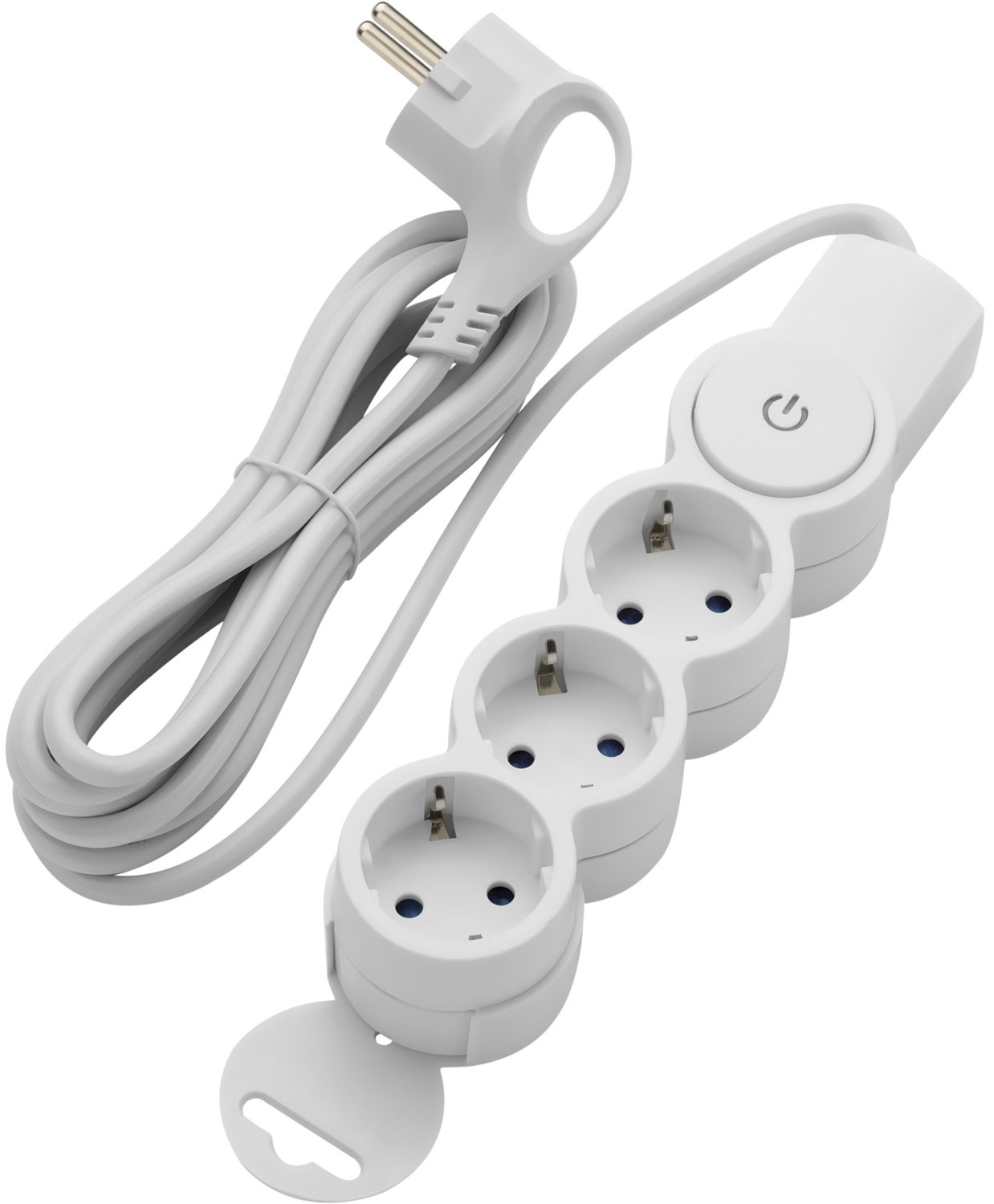 

Удлинитель Duwi 3 гнезда, 3 м, с заземлением, с защитными шторками, с выключателем, с держателем, 2200 Вт, 10 А, белый