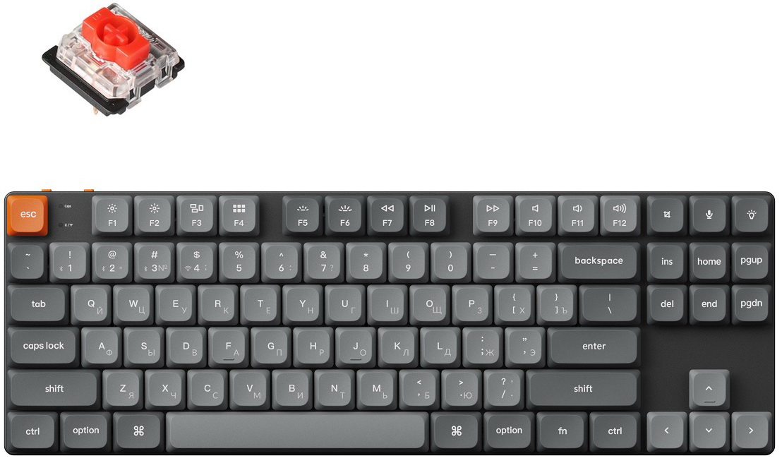 Изображение товара Беспроводная механическая ультратонкая клавиатура Keychron K1 Max 87 клавиш RGB Bluetooth