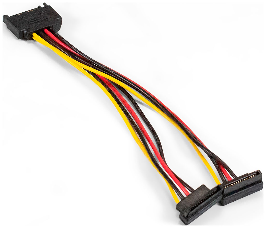 Изображение товара Кабель питания SATA ExeGate EX-CC-SATAM2F, 15pin M/2x15pinF, угловые разъемы (EX294796RUS)