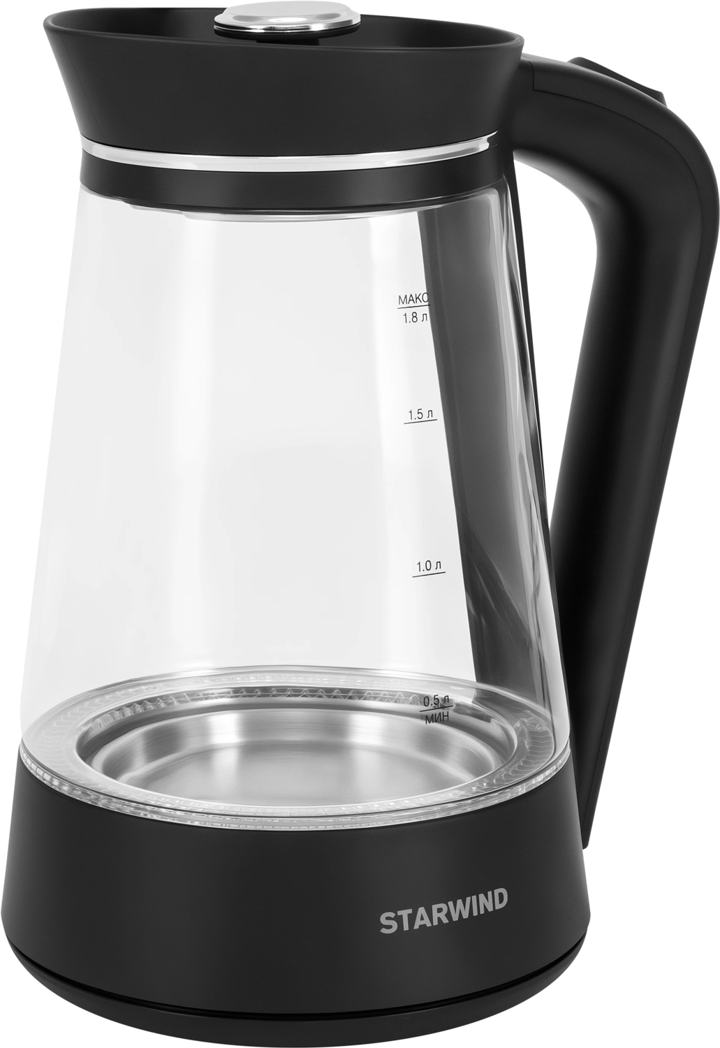 Изображение товара Чайник электрический Starwind SKG2116, 1.8 л, 1700 Вт, стекло