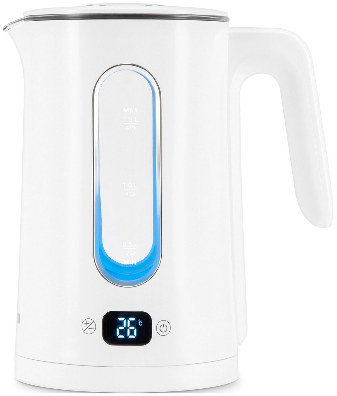 Изображение товара Чайник электрический Hyundai HYK-G5510 (1,5л., 2200Вт, белый/прозрачный стекло)