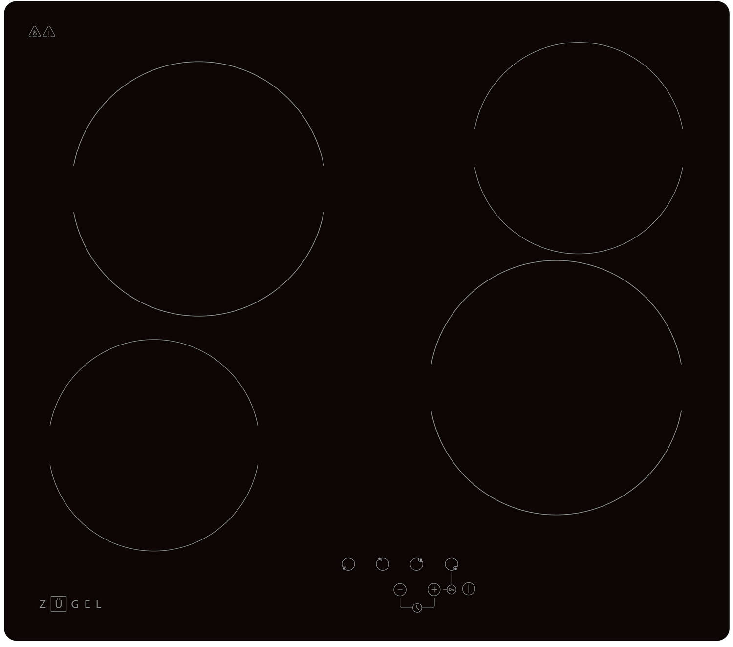 Изображение товара Электрическая варочная панель Zugel ZEH610B с 4 конфорками быстрый нагрев стеклокерамика