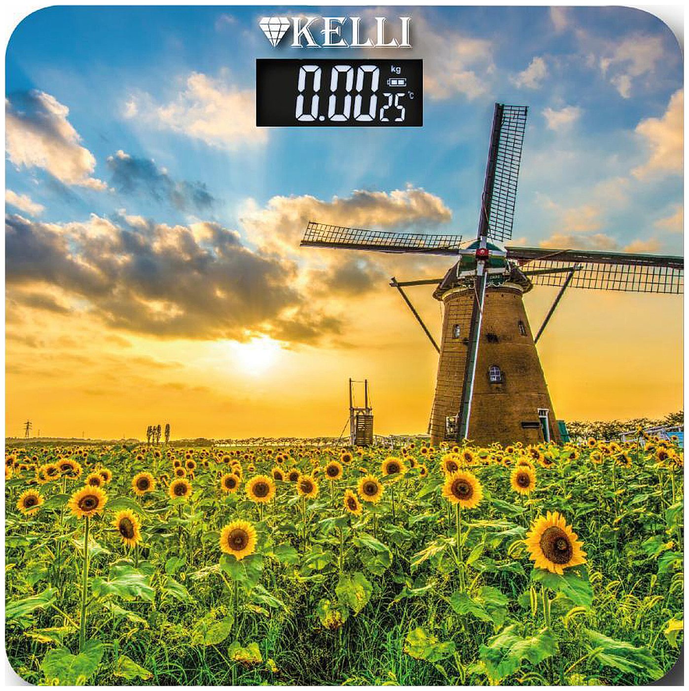 Изображение товара Напольные электронные весы Kelli KL-1512 с стеклянной поверхностью и подсветкой дисплея