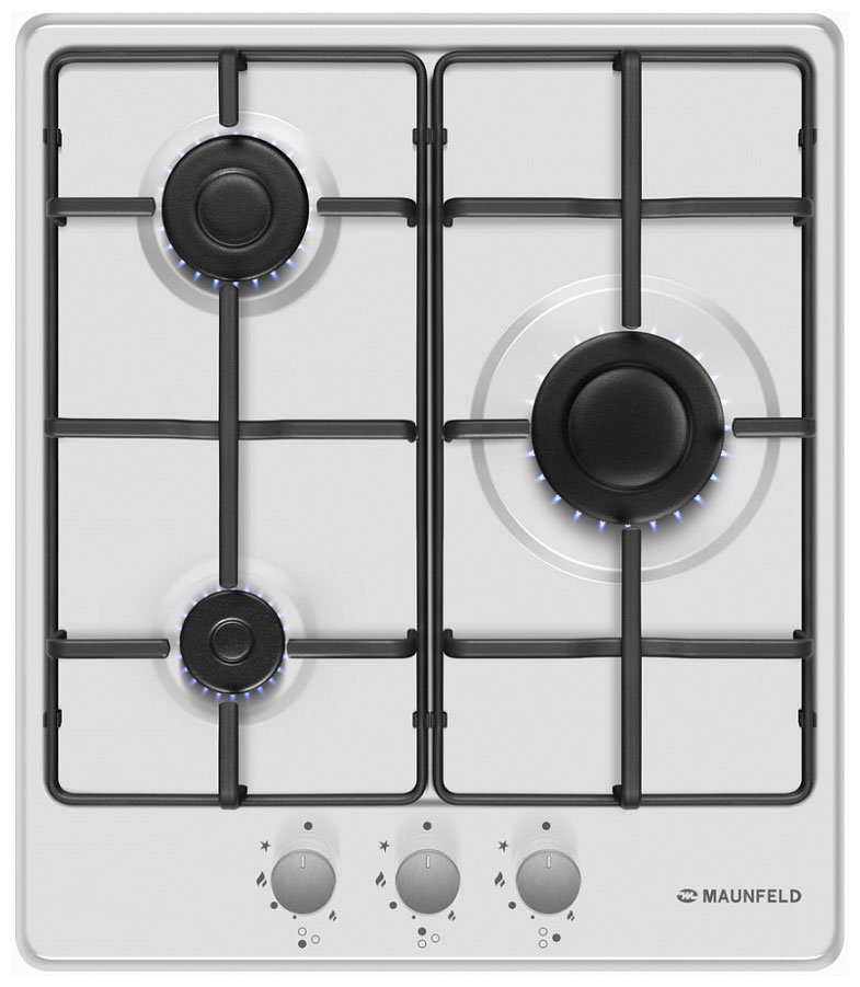 Изображение товара Газовая варочная панель Maunfeld EGHE.43.3STS-EW 3 конфорки белая с электроподжигом