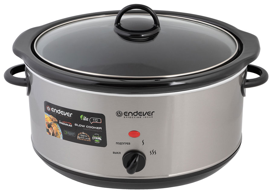

Медленноварка Endever Vita-112 90225 стальной, Нержавеющая сталь/черный