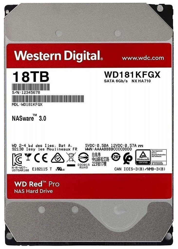Изображение товара Жесткий диск HDD Western Digital 3.5" 18Tb SATA III Red Pro 7200rpm 512MB WD181KFGX