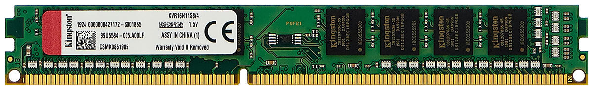 

Оперативная память Kingston DDR3 4Gb 1600MHz KVR16N11S8/4WP VALUERAM RTL PC3-12800 CL11 DIMM 240-pin 1.5В, Зеленый