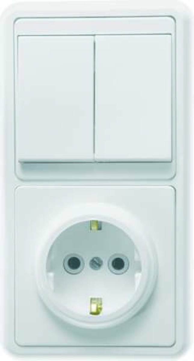 Изображение товара Блоки комбинированные Кунцево-Электро Блок БКВР-032 Бэлла (2-кл. выкл. + розетка с заземл.) бел. Кунцево