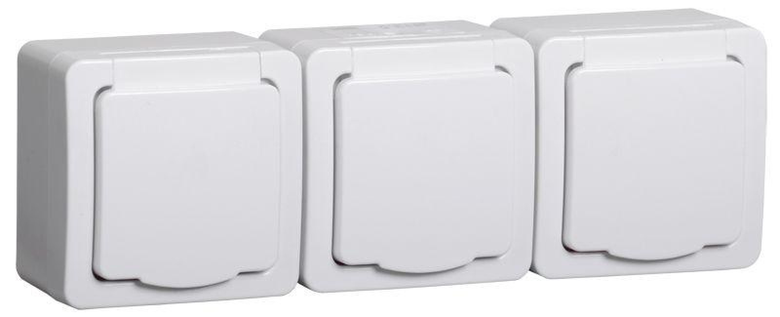 Изображение товара Розетка IEK Гермес Plus 3-м ОП IP54 16А с заземлением и крышкой белая