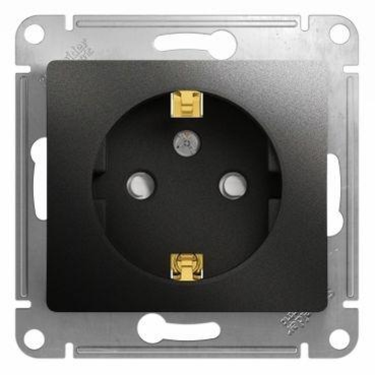 Изображение товара Розетка Systeme Electric Glossa 16А IP20 с заземлителью и шторками антрацит