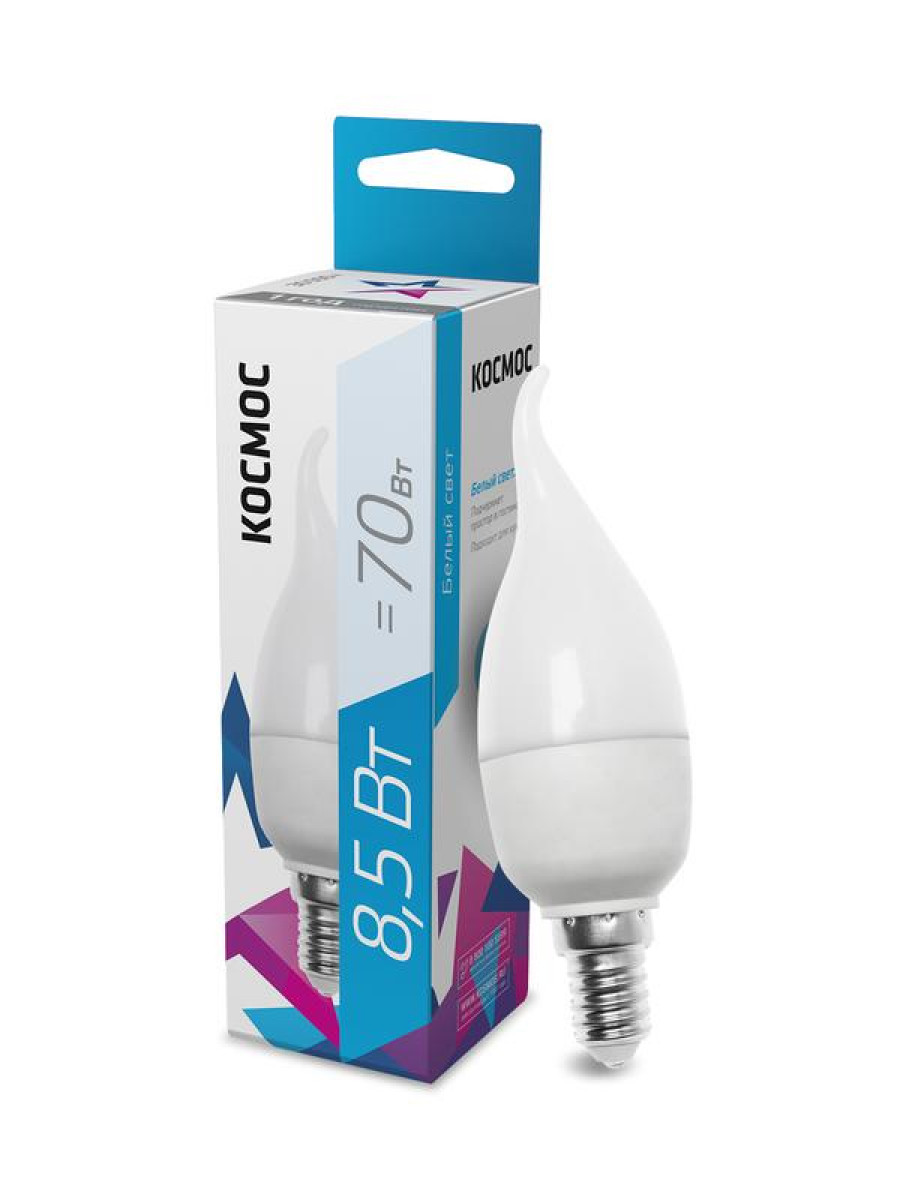 Изображение товара Светодиодная лампа Космос CW E14 8.5 Вт 4500K белая