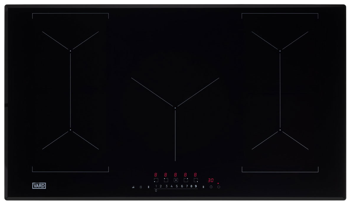 Изображение товара Электрическая индукционная варочная панель Vard VHI9552K 5 конфорок с сенсорным управлением
