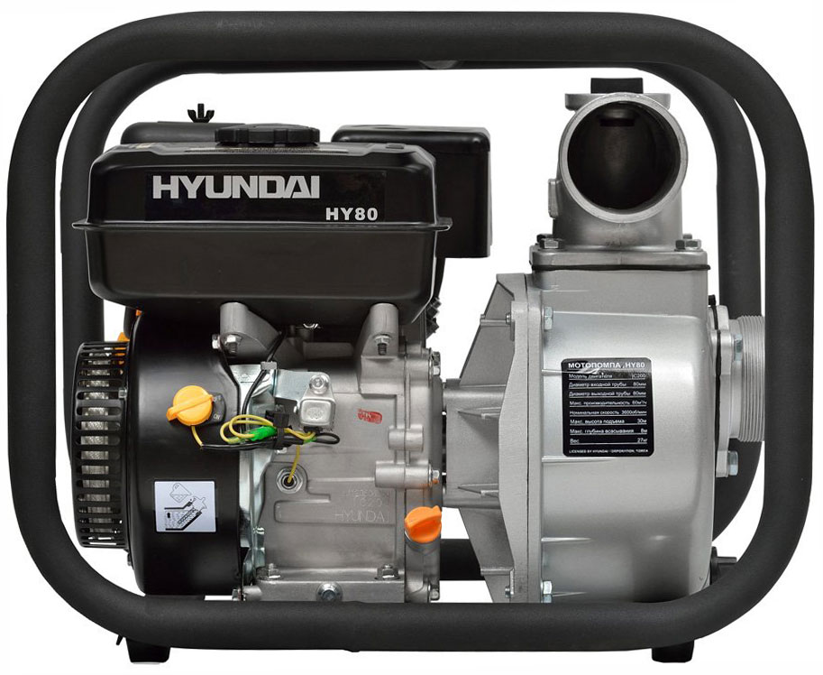 Изображение товара Бензиновая мотопомпа Hyundai HY 80 1000 л/мин алюминиевый корпус